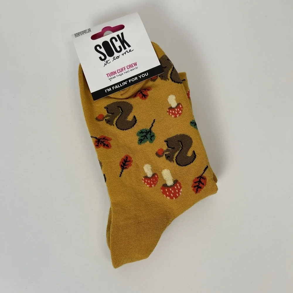 Sock it to me turn cuff crew- I'm fallin for‎ you- womens shoe 5-10 Fall